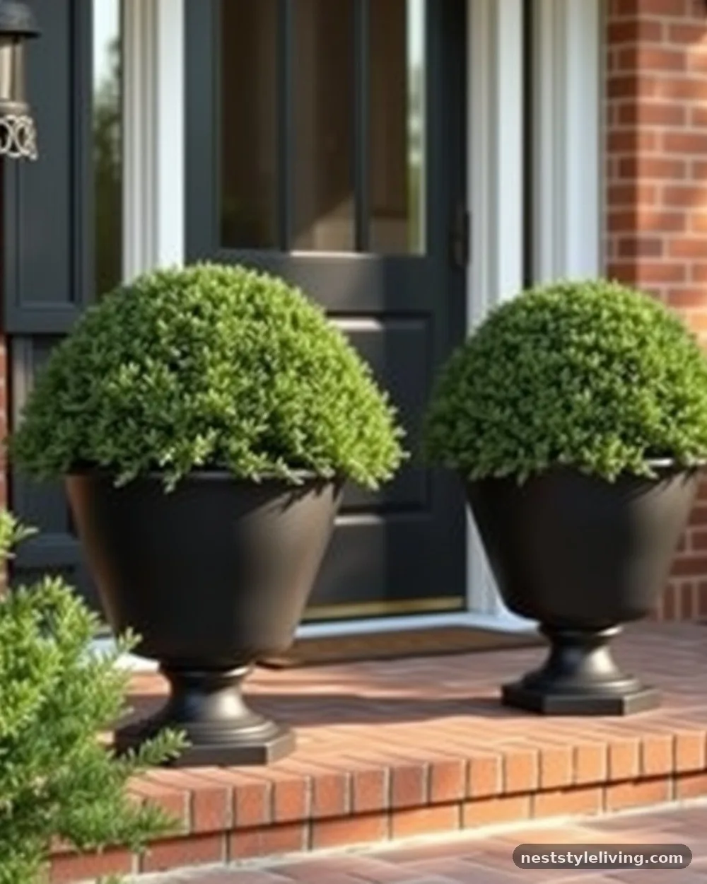 Oversized Matte Black Ceramic Urns - 19 Front Porch Flower Pots Ideas to Boost Curb Appeal
