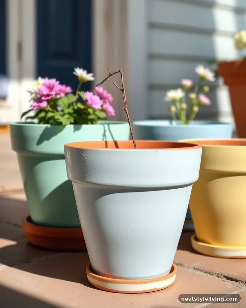 Pastel Painted Planters - 22 Easter Front Porch Ideas for a Fresh Spring Welcome