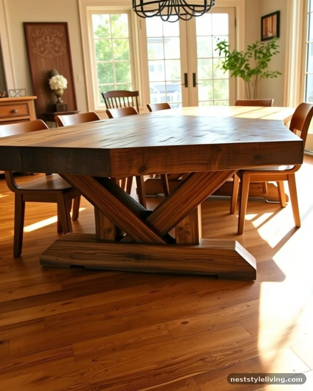 Reclaimed Timber Trestle Tables - 19 Modern Farmhouse Dining Room Ideas That Feel Cozy