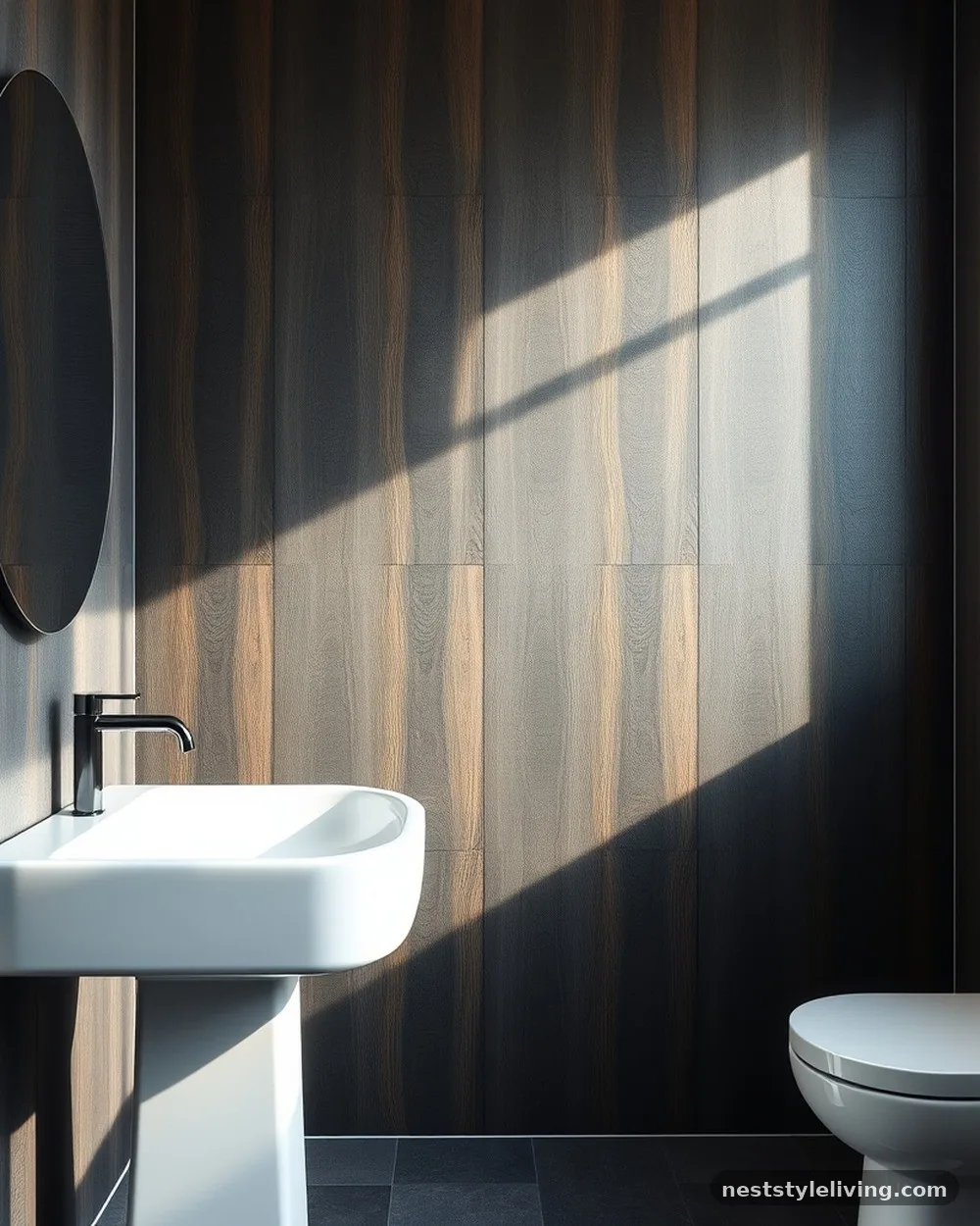 Shou Sugi Ban Wood Accents - 13 Japandi Bathroom Ideas That Make Relaxing Feel Luxe