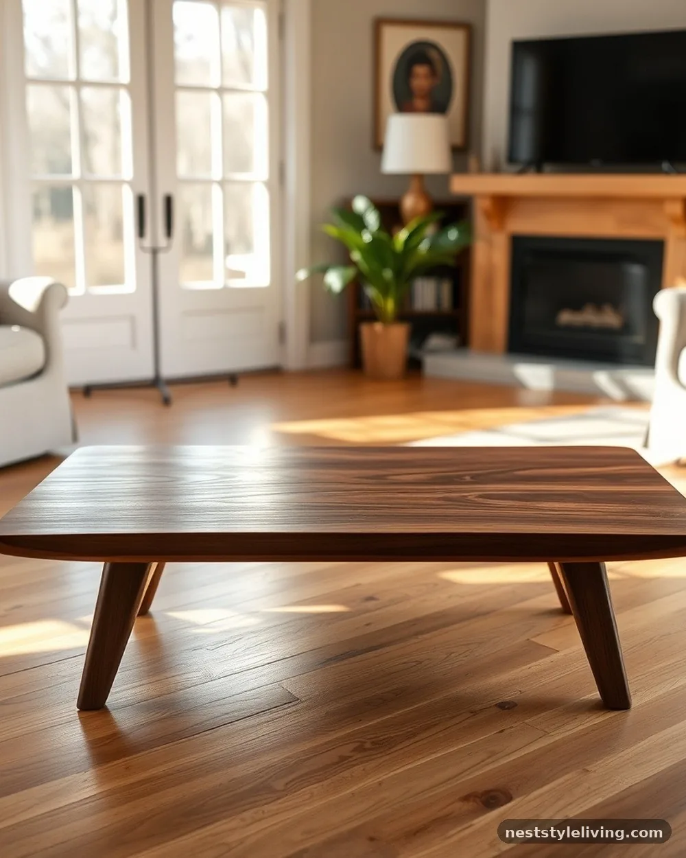 Tapered Walnut Coffee Table - 15 Mid Century Modern Apartment Ideas With Character