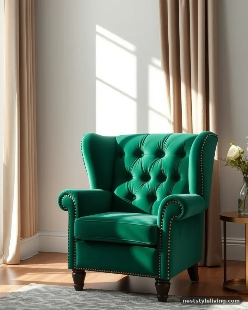 Velvet Wingback Armchair - 19 Reading Nook Ideas You’ll Want to Use Every Day