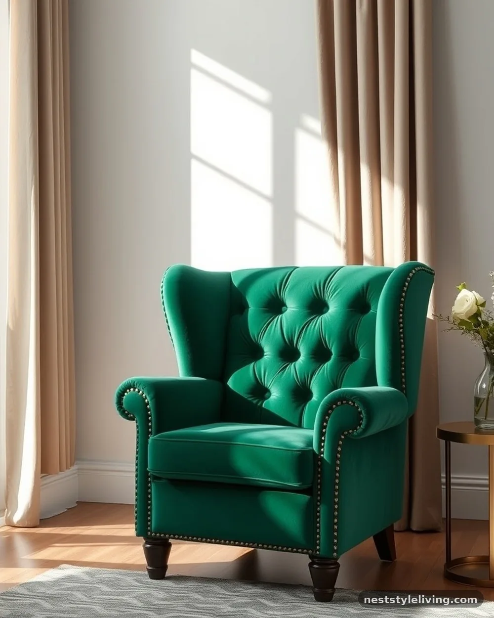 Velvet Wingback Armchair - 19 Reading Nook Ideas You’ll Want to Use Every Day