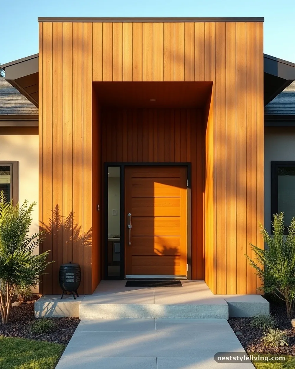 Vertical Cedar Siding Accents - 16 Mid Century Modern House Exterior Ideas to Copy