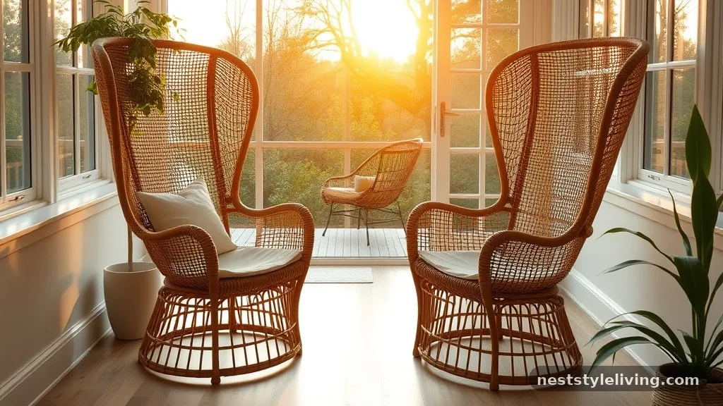 Woven Rattan Statement Chairs - 18 Sunroom Designs That Make Your Home Feel More Inviting