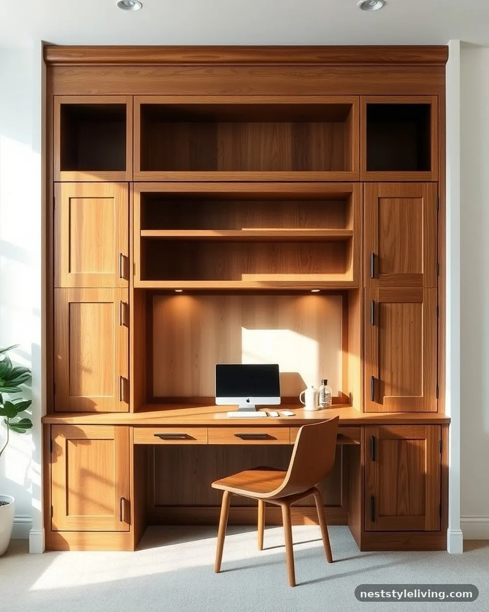 Custom Built-in Desktop Hutch - 15 Home Office Design Ideas That Boost Focus and Style