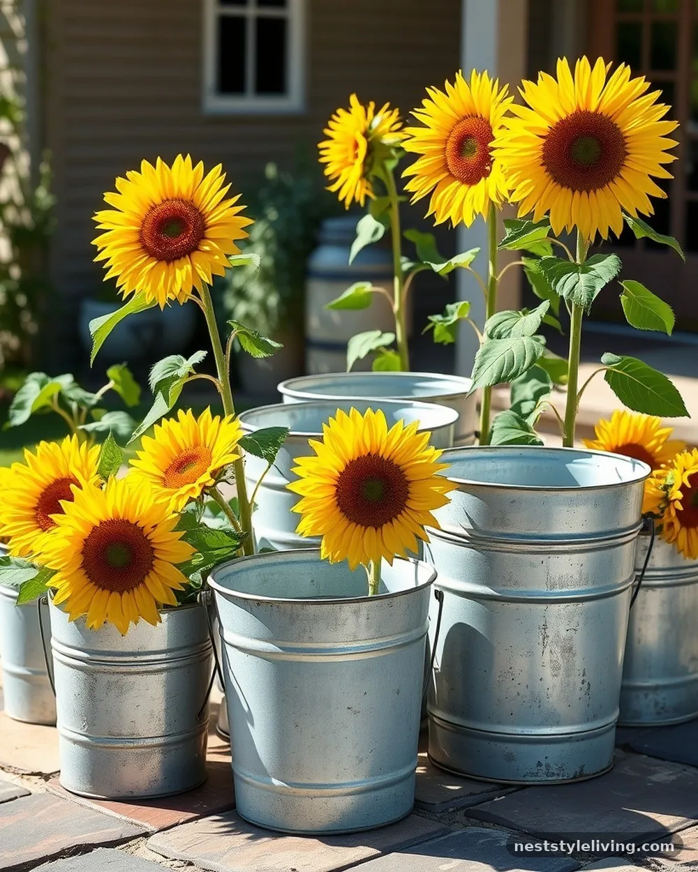 Farmhouse Galvanized Buckets - 21 Vintage Garden Decor Ideas With Storybook Charm