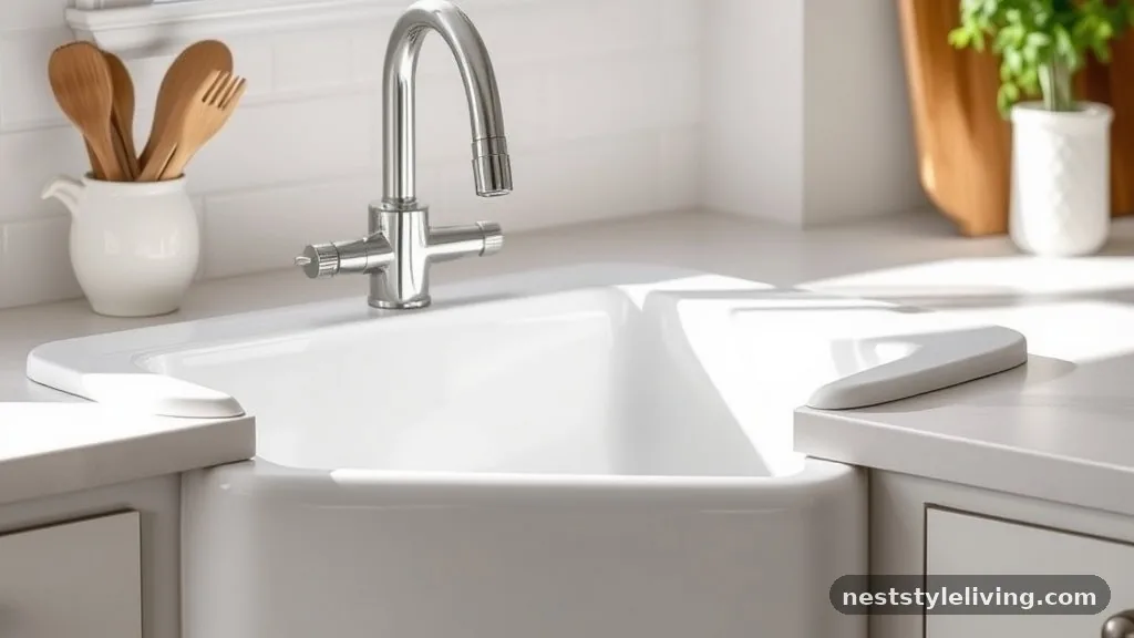 Farmhouse Sink with Integrated Drainboard - 18 Farmhouse Sinks That Make Kitchens Feel Timeless
