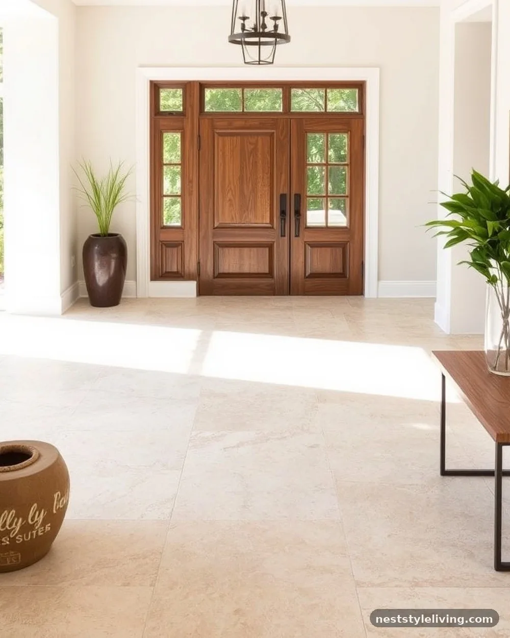 Honed Travertine Tile Flooring - 24 Japandi Entryway Ideas That Feel Calm and Stylish