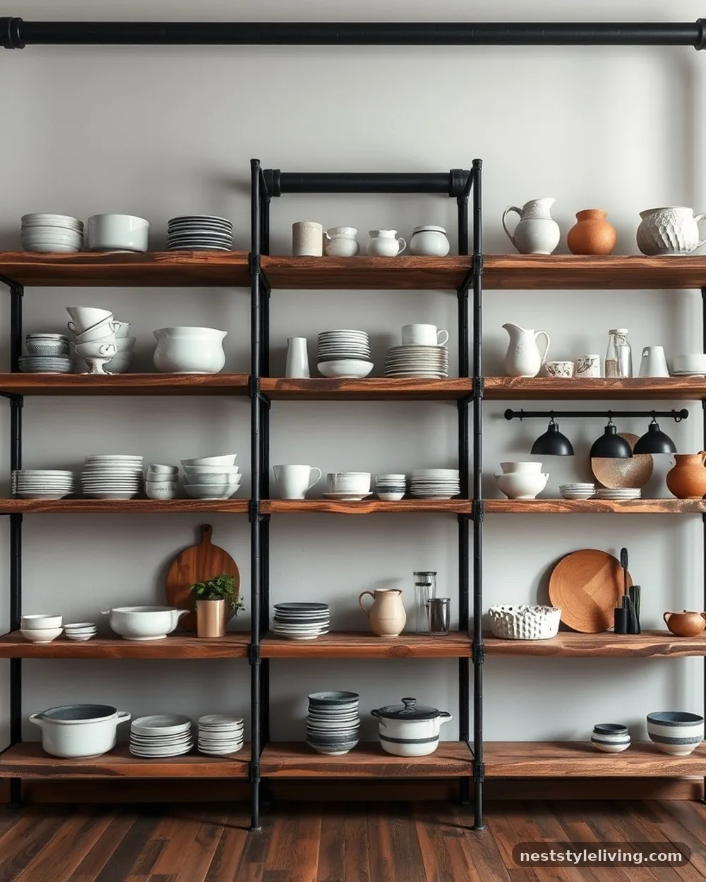 Industrial Pipe Shelving Units - 16 Industrial Farmhouse Ideas for a Bold Rustic Look