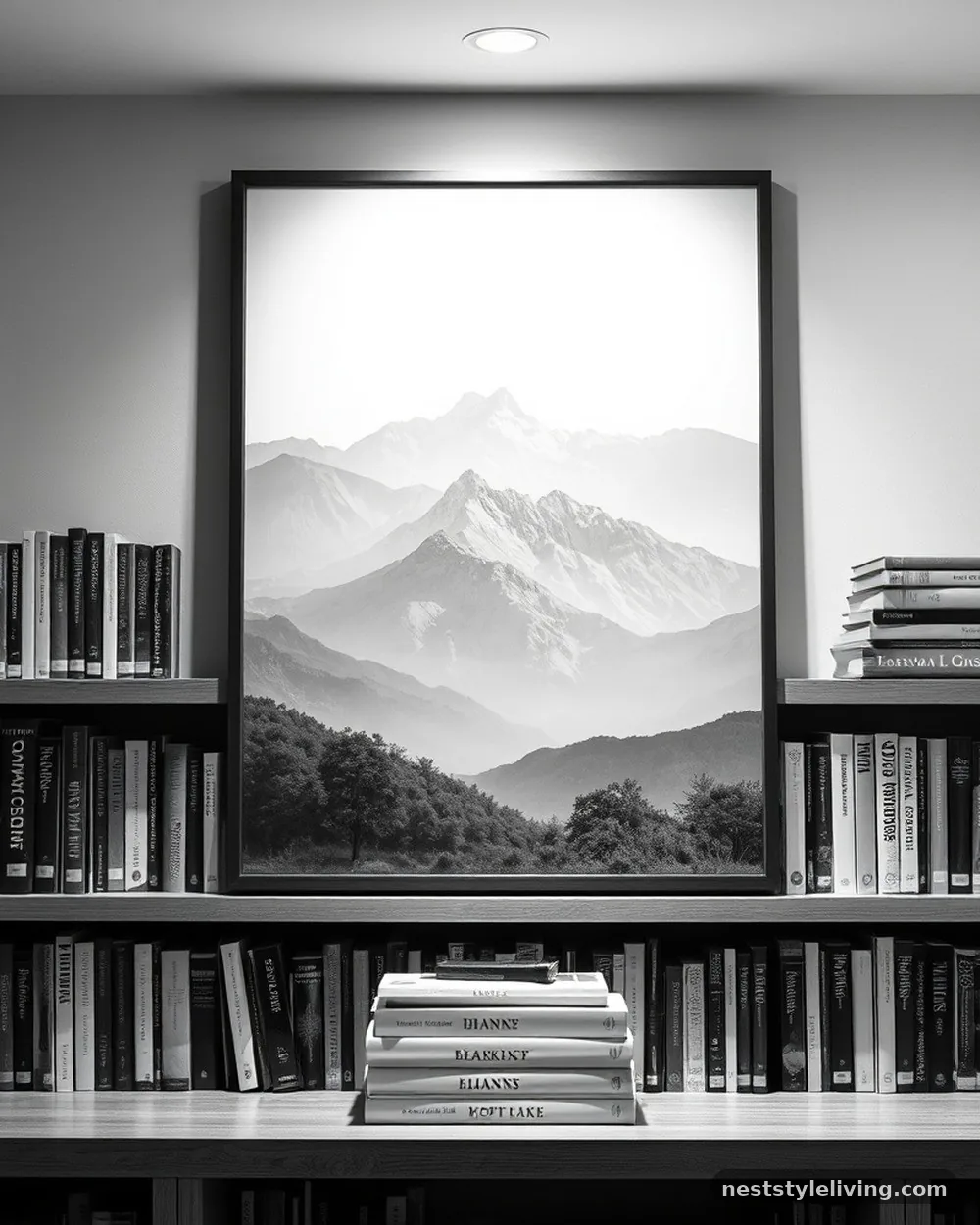 Large-Scale Photography - 22 Bookshelf Styling Ideas That Look Designer-Curated