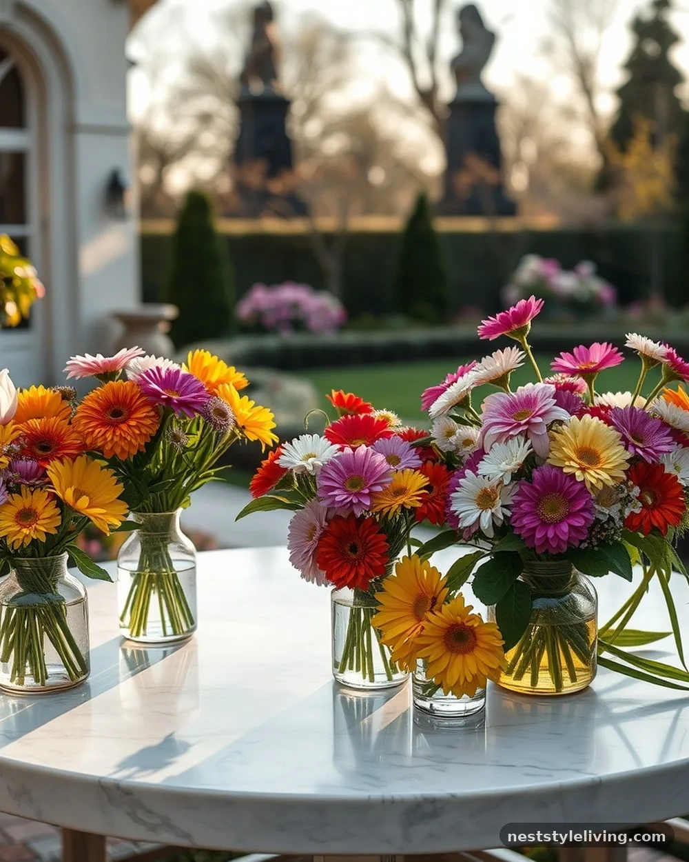 Marble Slab Tabletop - 20 Flower Bar Ideas for a Charming Garden Setup Today