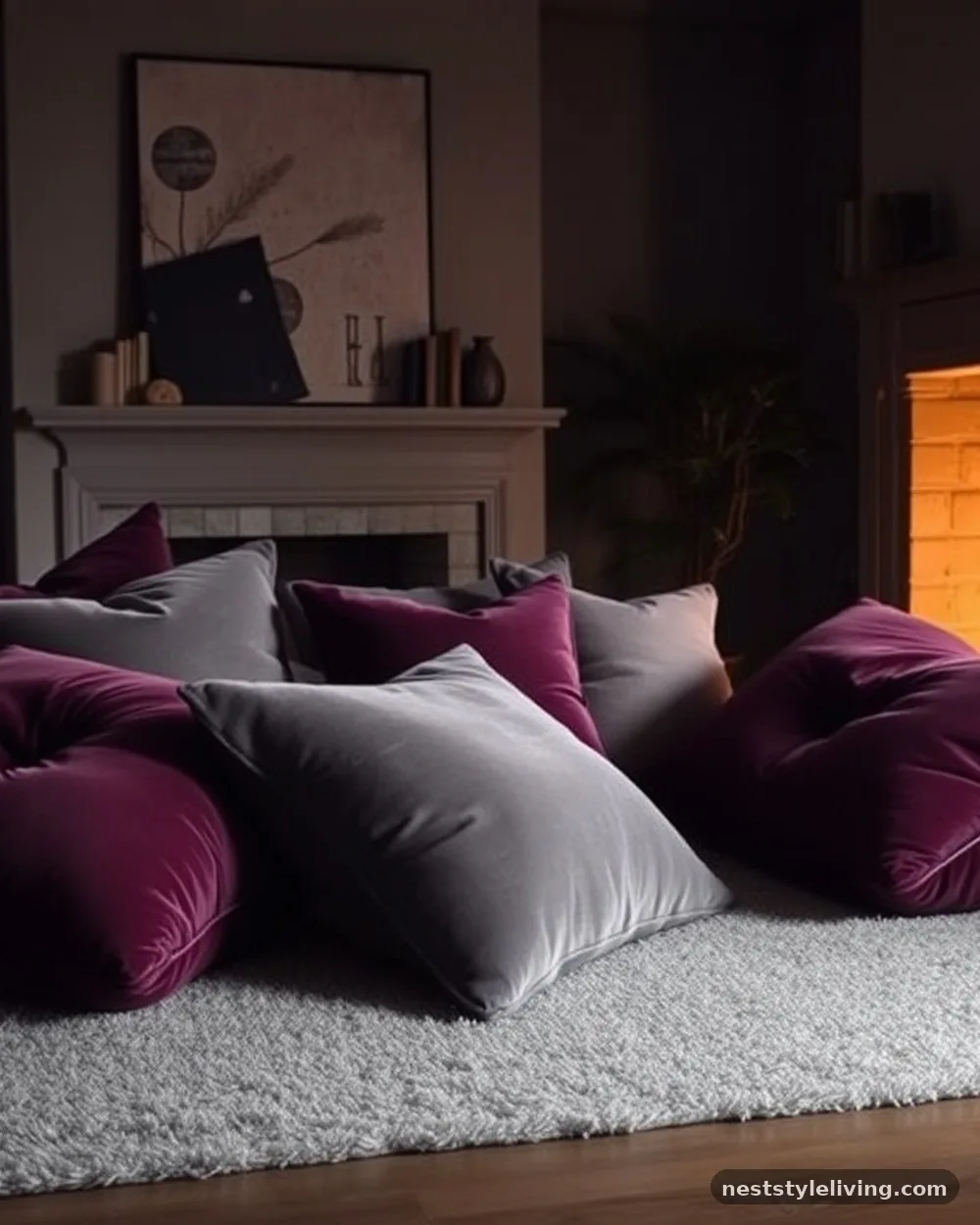 Oversized Floor Pillows - 17 Moody Living Room Ideas for a Warm Cozy Space
