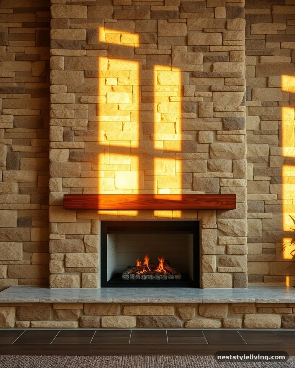 Stone-Clad Fireplace Surrounds - 17 Modern Farmhouse Living Room Ideas to Copy Now
