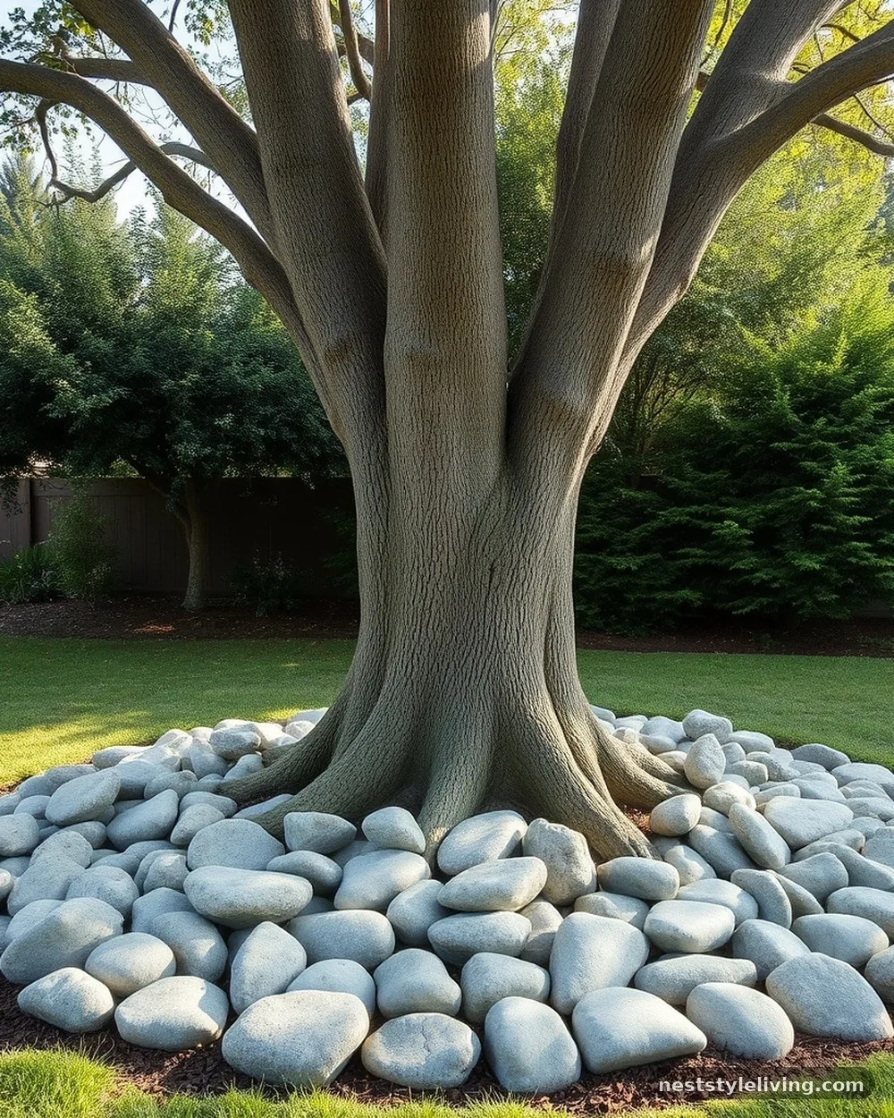 Tree Ring Mulch Alternatives - 16 River Rock Landscaping Ideas for a Polished Yard