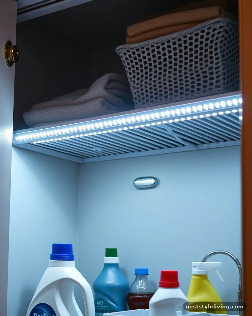 Under-Cabinet LED Strips - 16 Laundry Closet Ideas That Make Small Spaces Work