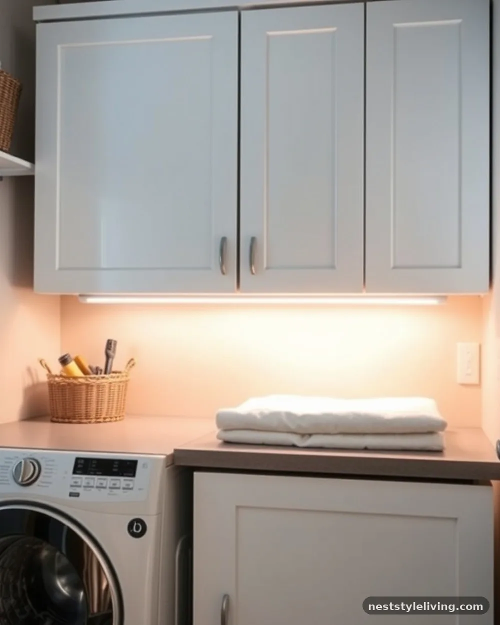 Under-Cabinet Lighting - 22 Small Laundry Room Ideas That Maximize Every Inch