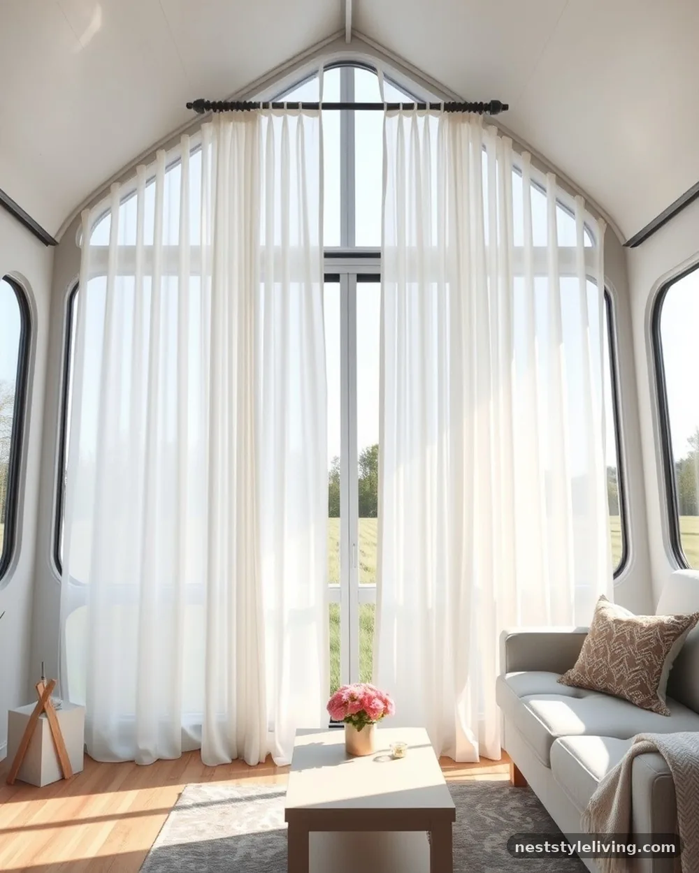 Vertical Window Treatments - 23 Single Wide Trailer Living Room Ideas That Feel Cozy