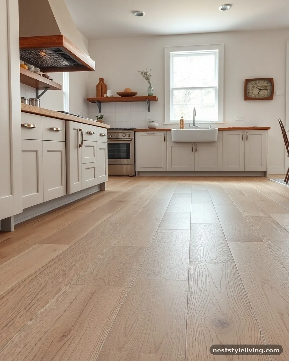 Wide-Plank Hardwood Flooring - 21 Rustic Farmhouse Kitchen Ideas Full of Cozy Charm