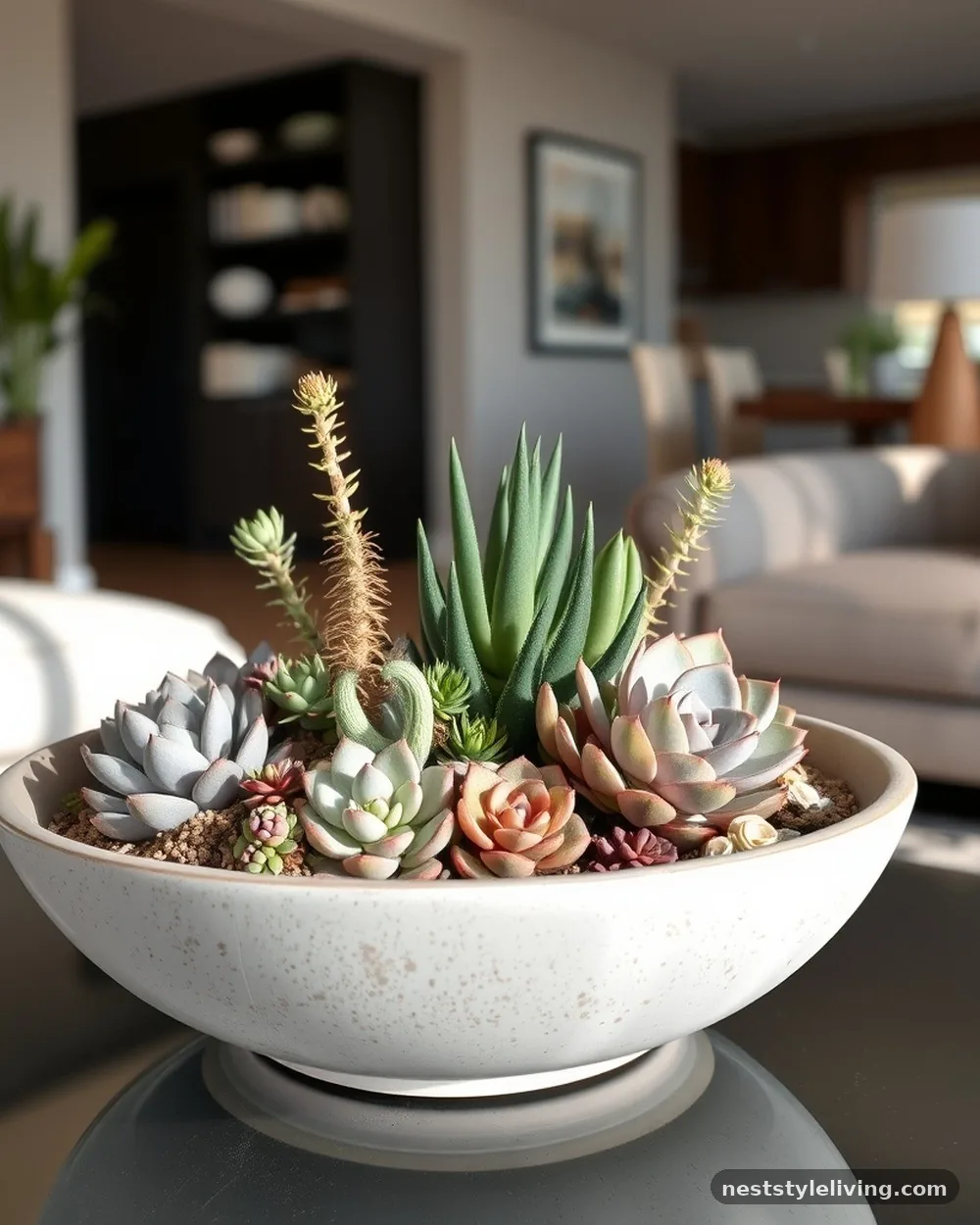 Clustered Succulents on Coffee Tables - 12 Rooms With Plants Ideas for a Fresh Natural Look