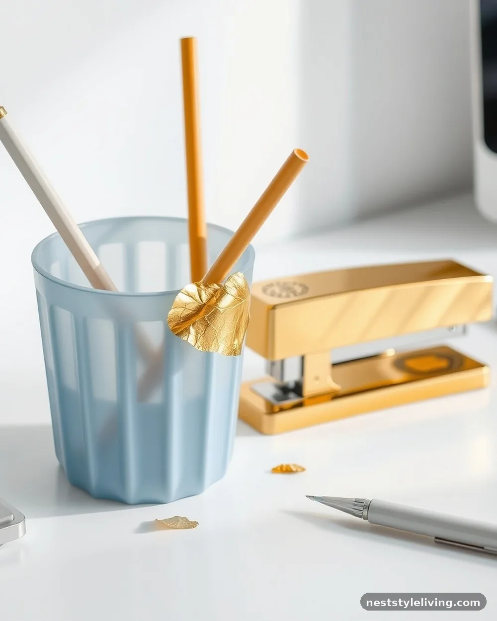 Gold-Leafed Desk Accessories - 24 DIY Room Decor Ideas for Teens With Big Style