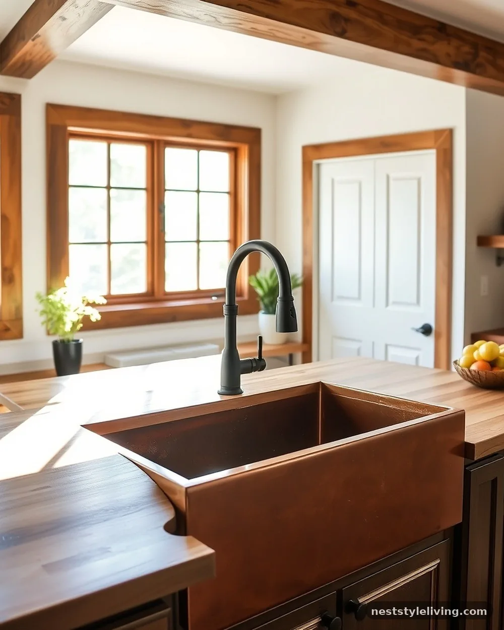 Hammered Copper Farmhouse Sinks - 16 Industrial Farmhouse Ideas for a Bold Rustic Look