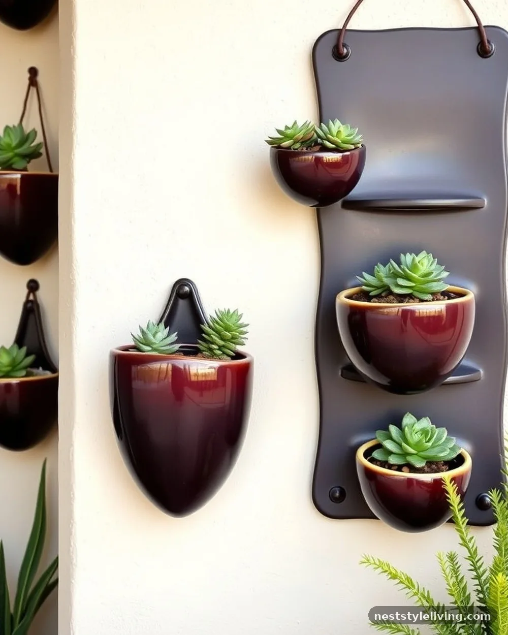 Hanging Ceramic Wall Pockets - 19 Front Porch Flower Pots Ideas to Boost Curb Appeal