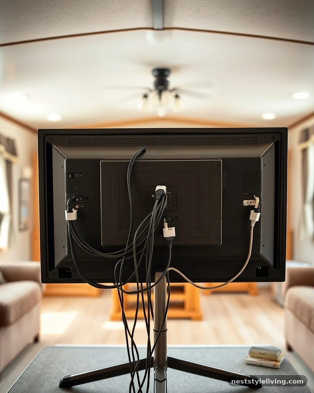 Hidden Cord Management - 23 Single Wide Trailer Living Room Ideas That Feel Cozy