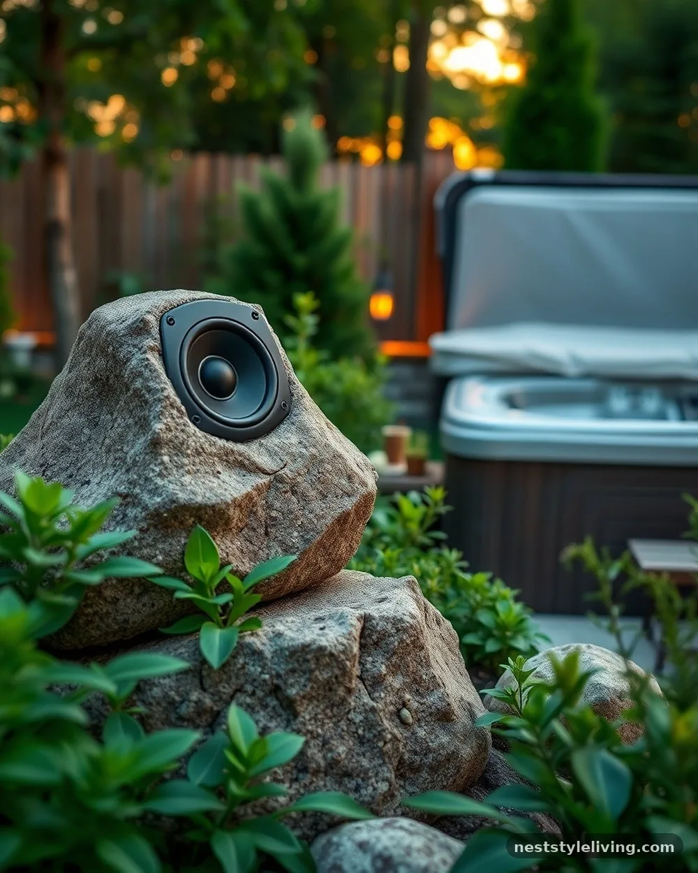 Hidden Sound System - 21 Outdoor Jacuzzi Ideas for a Calm, Cozy Backyard