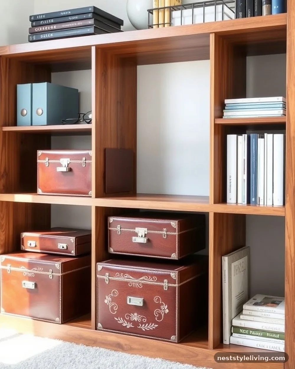 Hidden Storage Boxes - 22 Bookshelf Styling Ideas That Look Designer-Curated