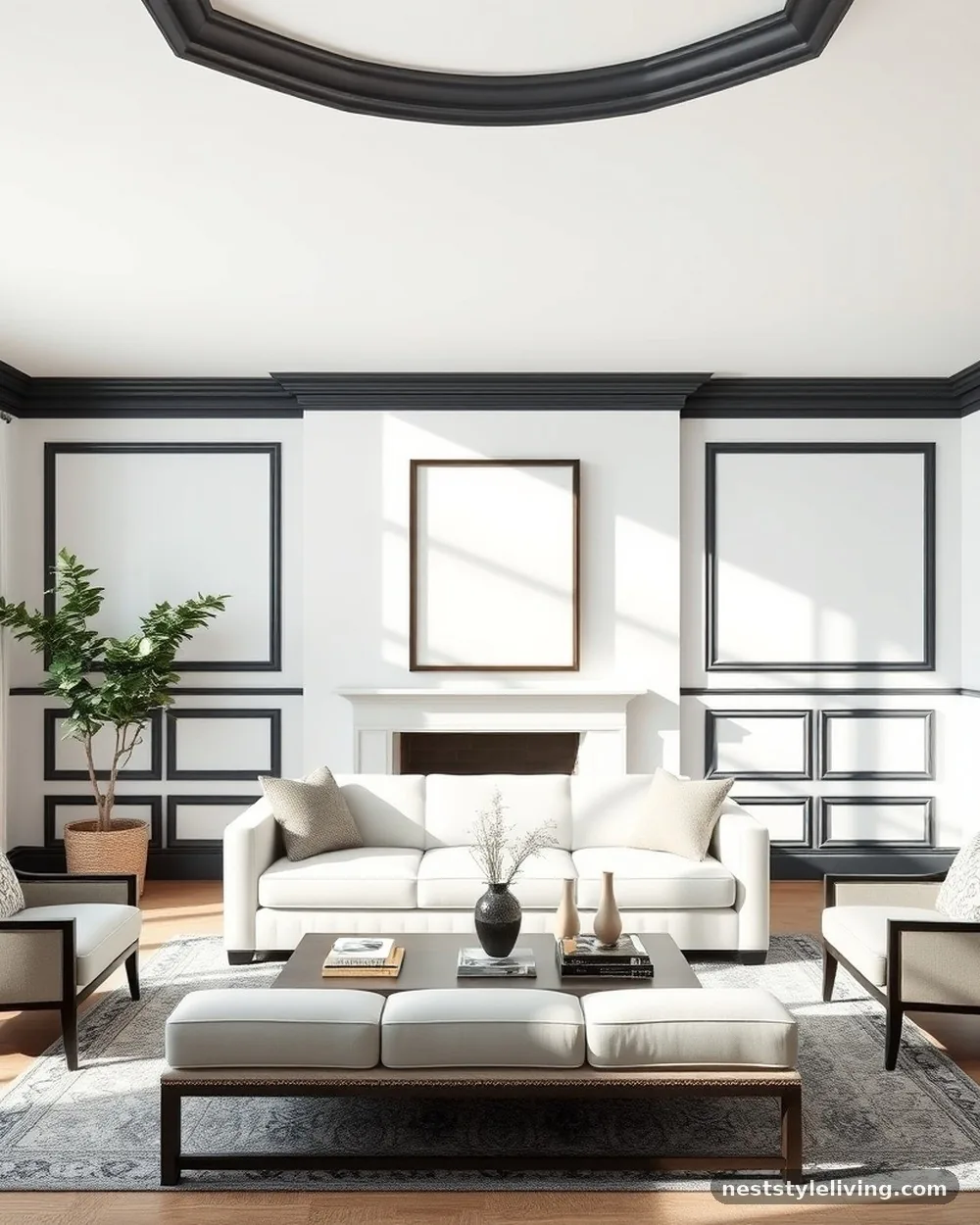 High-Contrast Trim and Moldings - 20 Luxury Living Room Ideas That Look Designer Approved