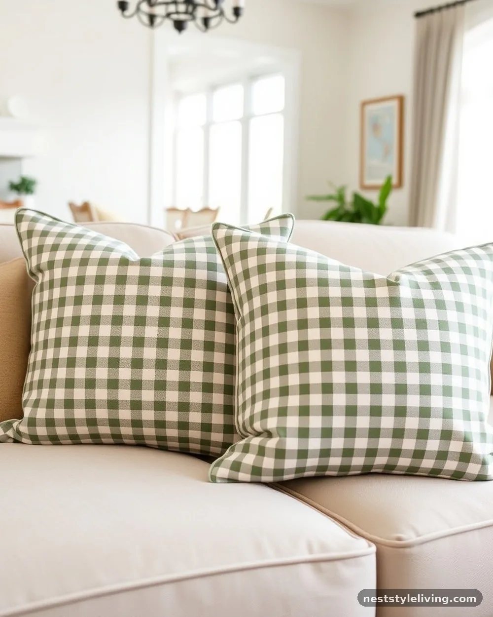 Plaid or Gingham Soft Furnishings - 14 Cozy Cottagecore Living Room Ideas to Try at Home