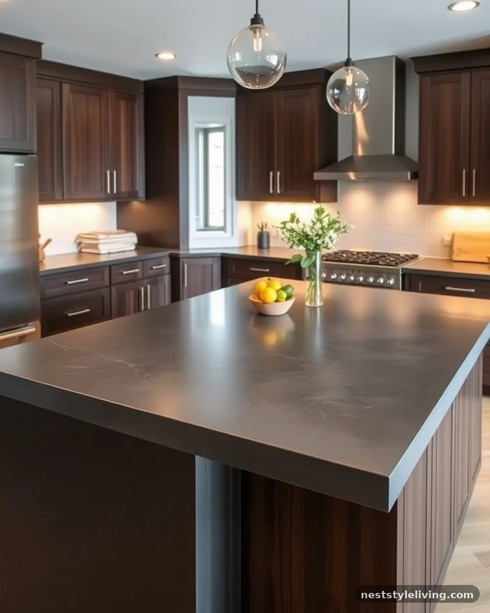 Slate or Concrete Countertops - 20 Mid Century Modern Kitchen Ideas That Feel Timeless