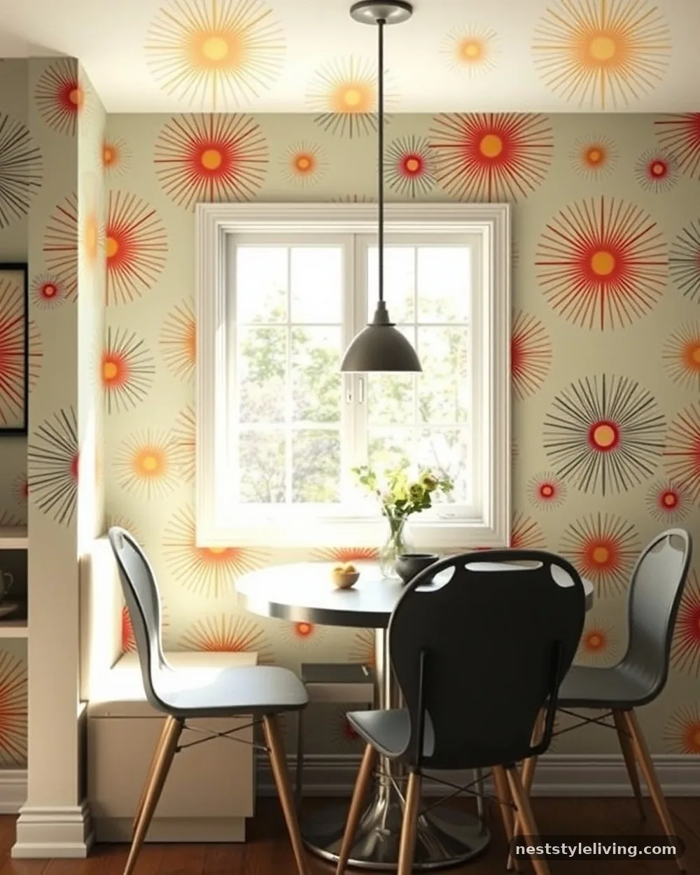 Bold Graphic Wallpaper - 20 Mid Century Modern Kitchen Ideas That Feel Timeless
