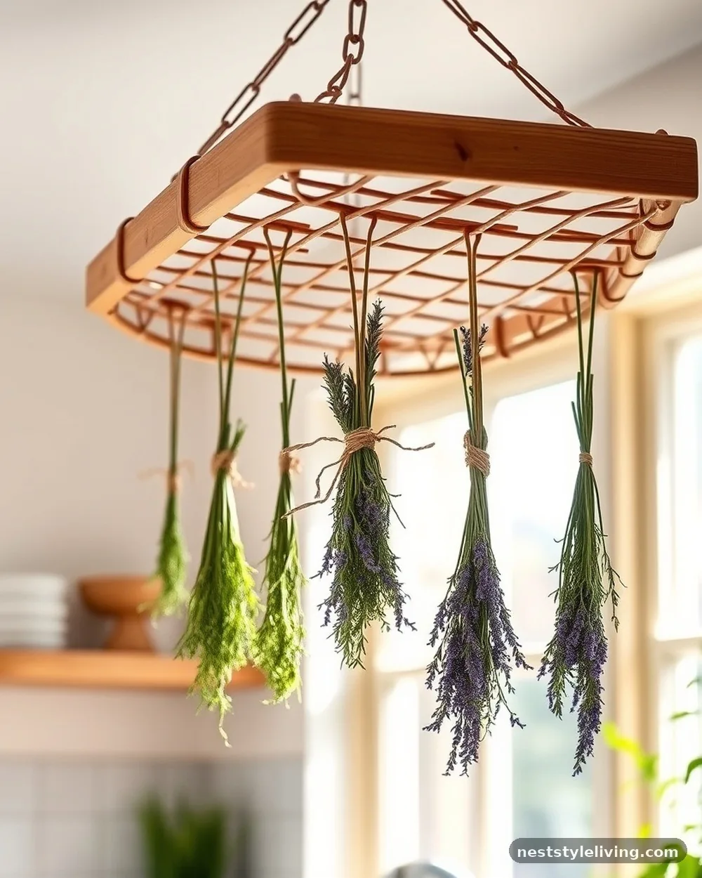 Botanical Herb Drying Rack - 24 Grandmacore Kitchen Ideas With Warm Vintage Charm