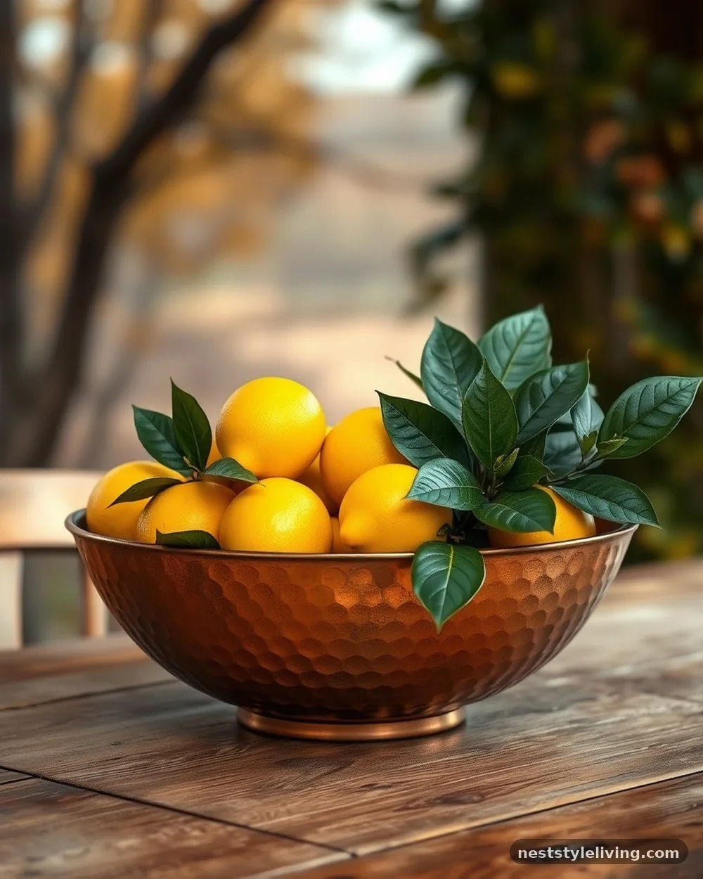Copper Bowl with Dark Foliage - 18 Lemon Centerpiece Ideas for a Designer-Level Look