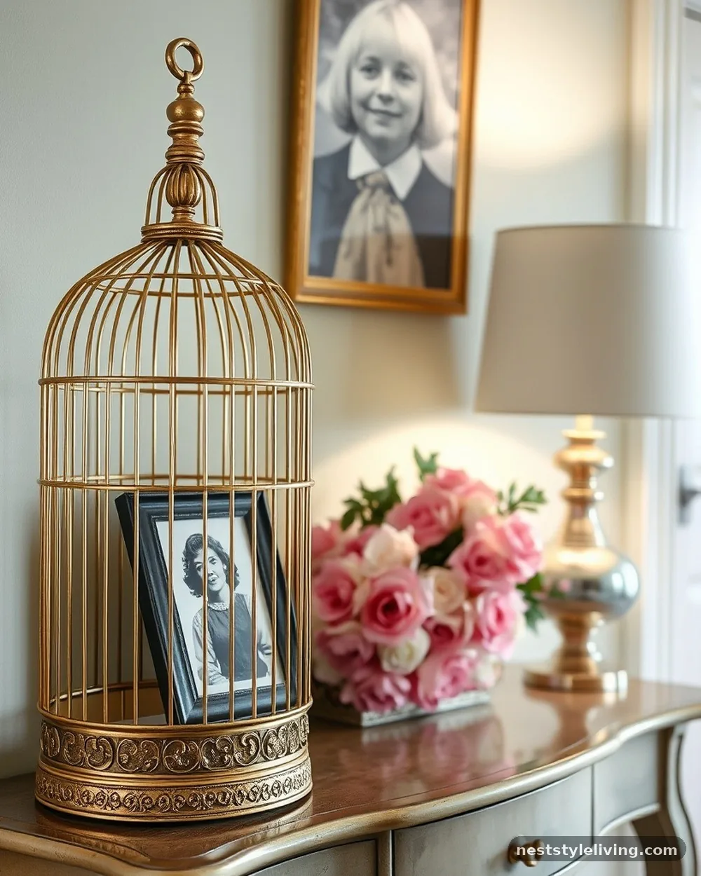Framed Family Portrait - 17 Birdcage Decor Ideas for Charming Vintage Style