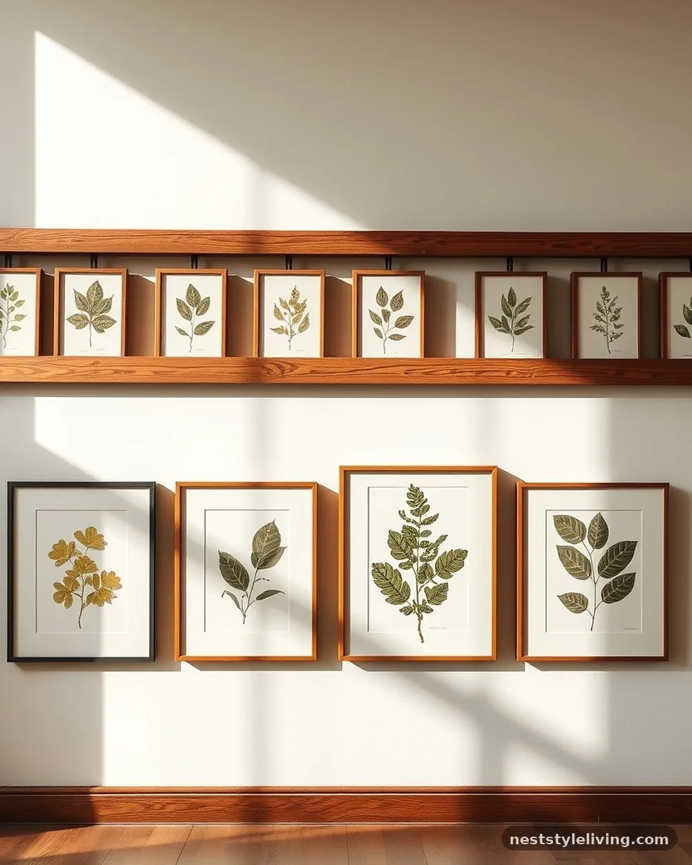 Gallery Rails with Framed Botanicals - 14 Cozy Cottagecore Living Room Ideas to Try at Home