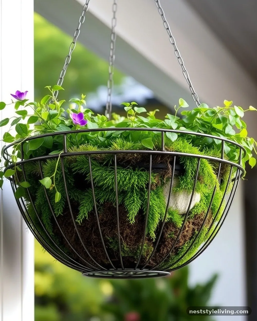 Hanging Wicker Basket Liner - 23 Bird Bath Garden Ideas for a Beautiful Backyard