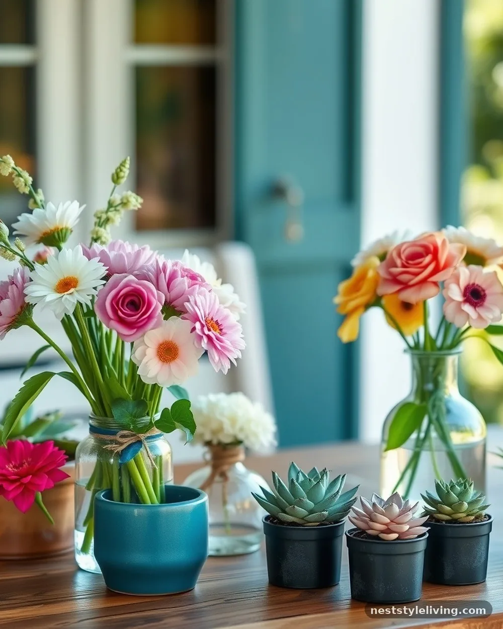 Succulent and Bloom Mix - 20 Flower Bar Ideas for a Charming Garden Setup Today