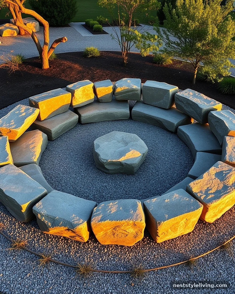 Boulder Seating Circles - 20 Rock Landscaping Ideas for a Bold Natural Backyard