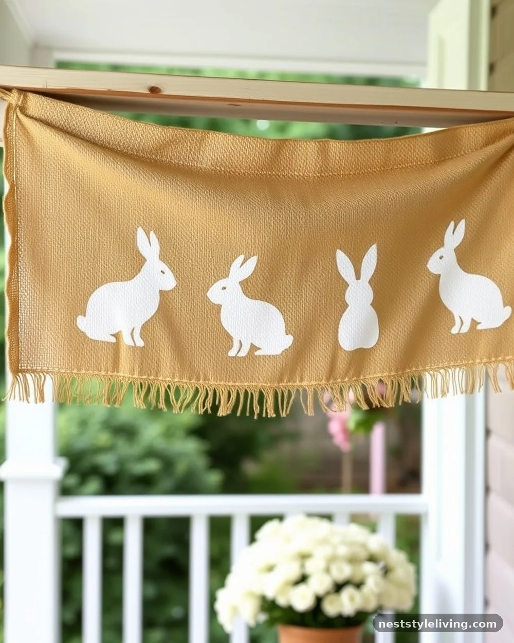 Burlap Bunny Banners - 22 Easter Front Porch Ideas for a Fresh Spring Welcome