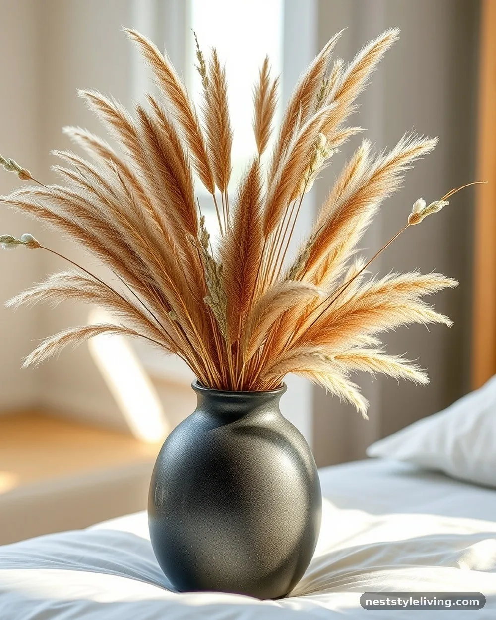 Dried Botanical Arrangements - 19 Dark Elegant Bedroom Ideas That Feel Cozy and Calm