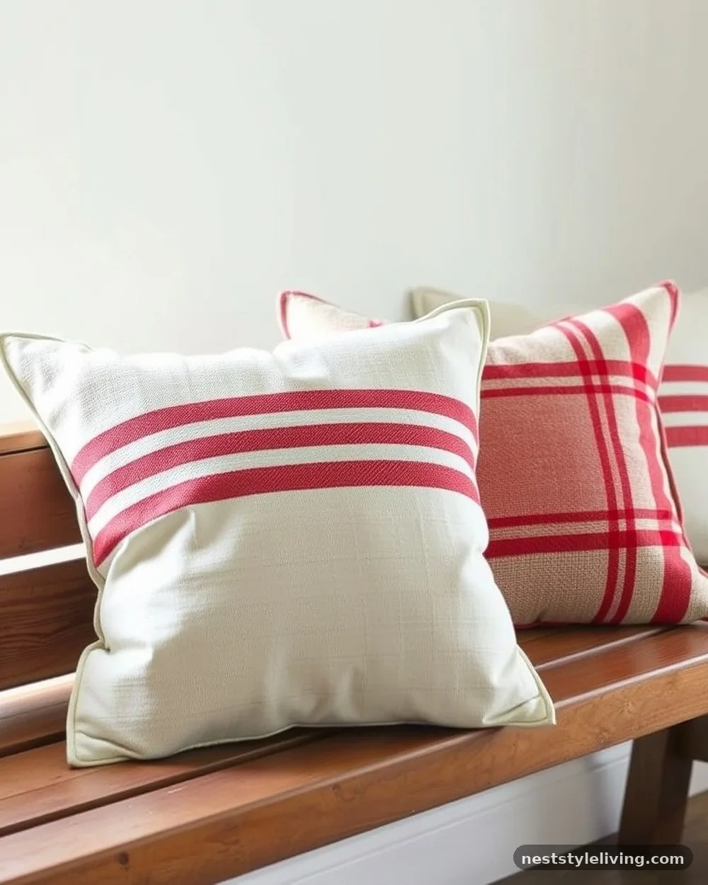 Hand-Stitched Grain Sack Textiles - 17 Primitive Living Room Ideas With Warm Rustic Charm
