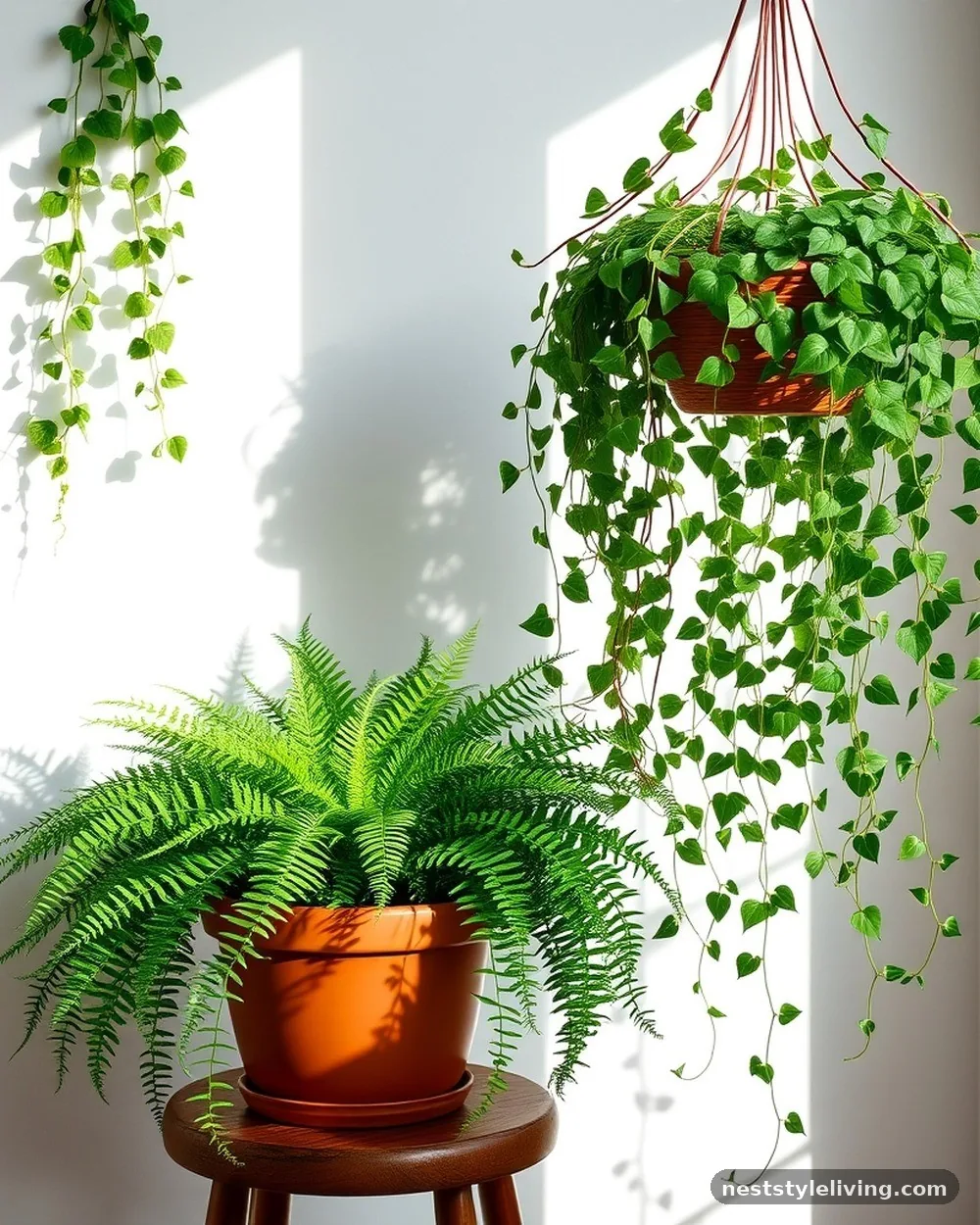 Potted Ferns and Trailing Ivy - 14 Cozy Cottagecore Living Room Ideas to Try at Home