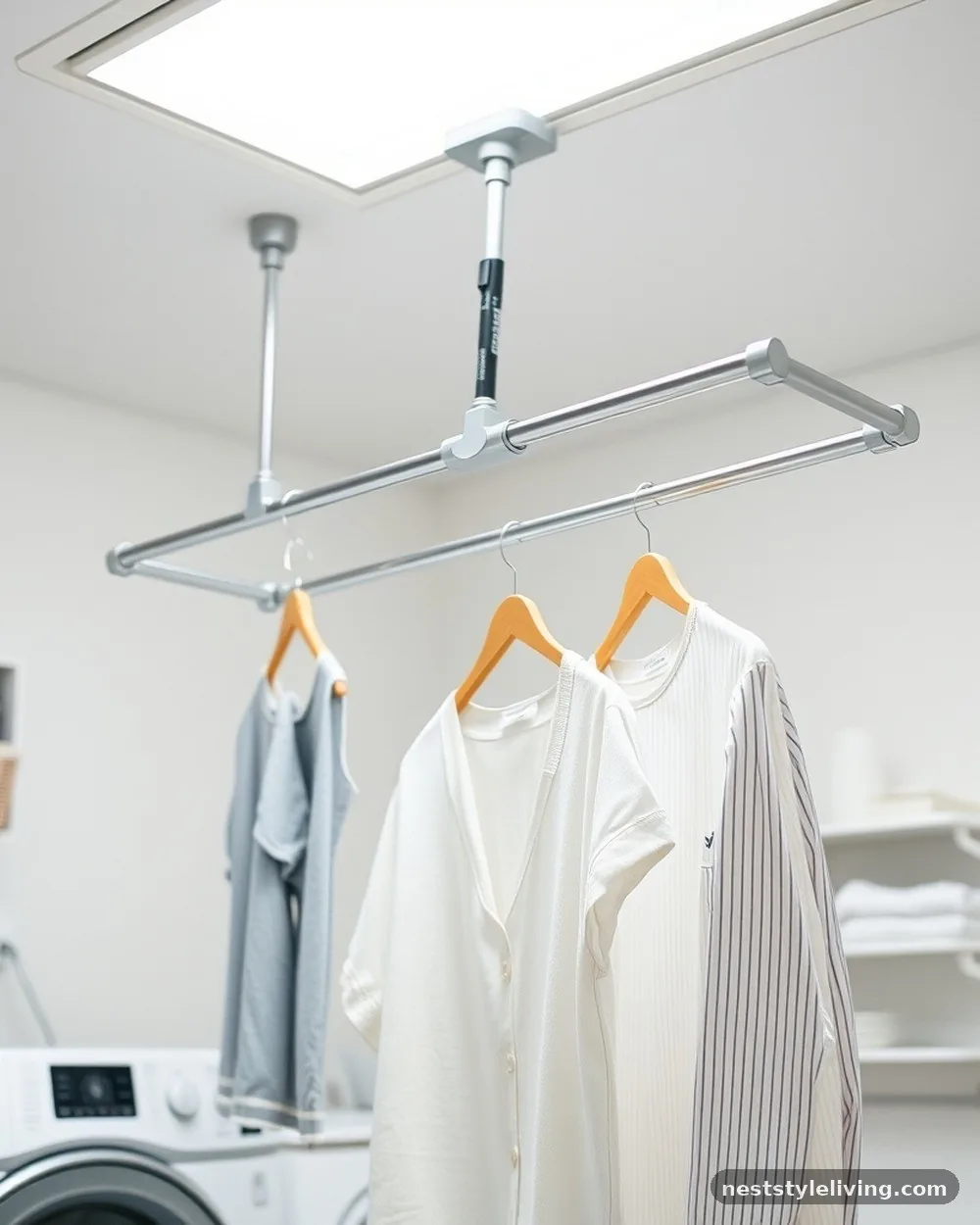 Pull-Down Hanging Bar - 22 Small Laundry Room Ideas That Maximize Every Inch