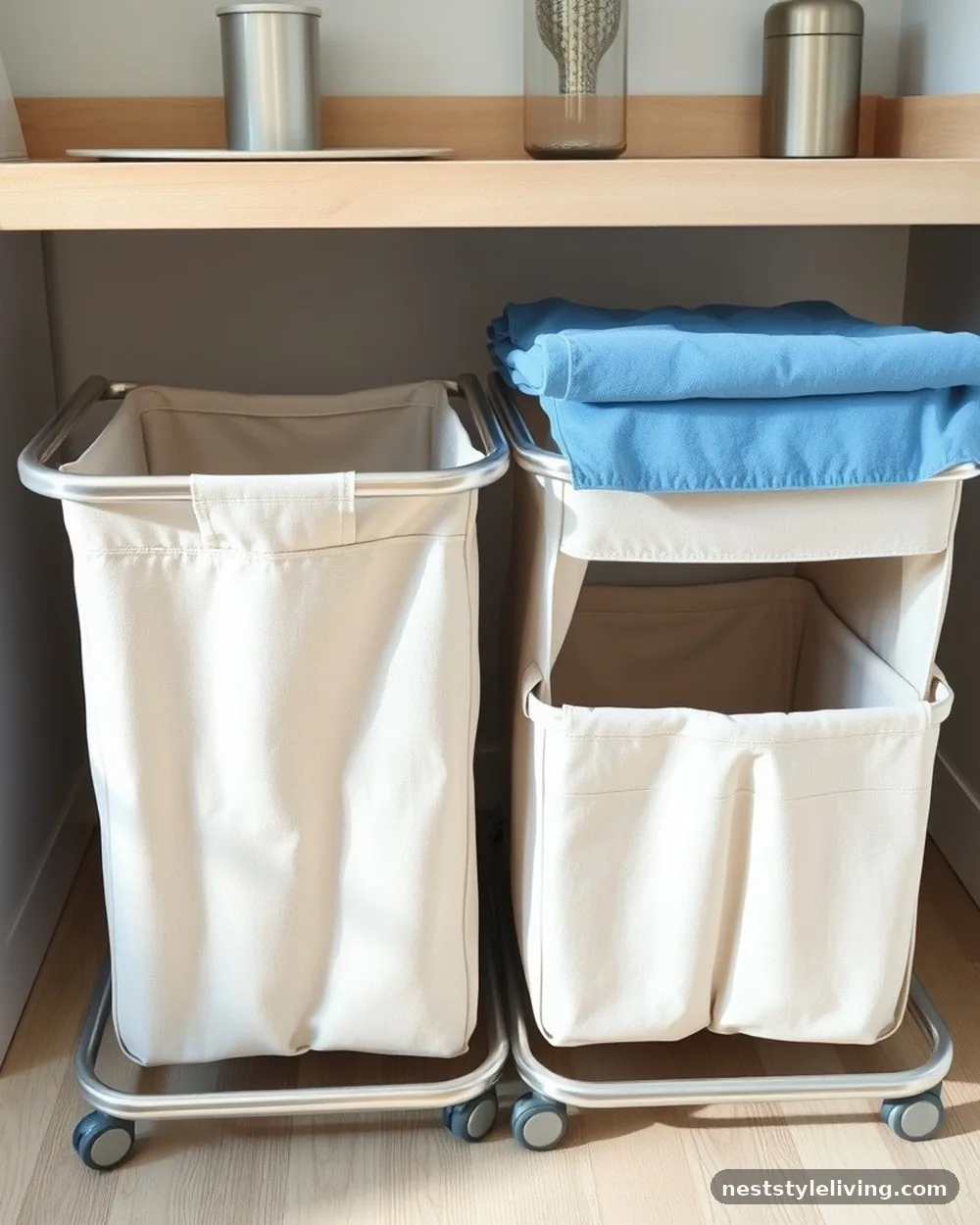 Rolling Laundry Carts with Dividers - 18 Mudroom Laundry Room Ideas That Make Life Easier