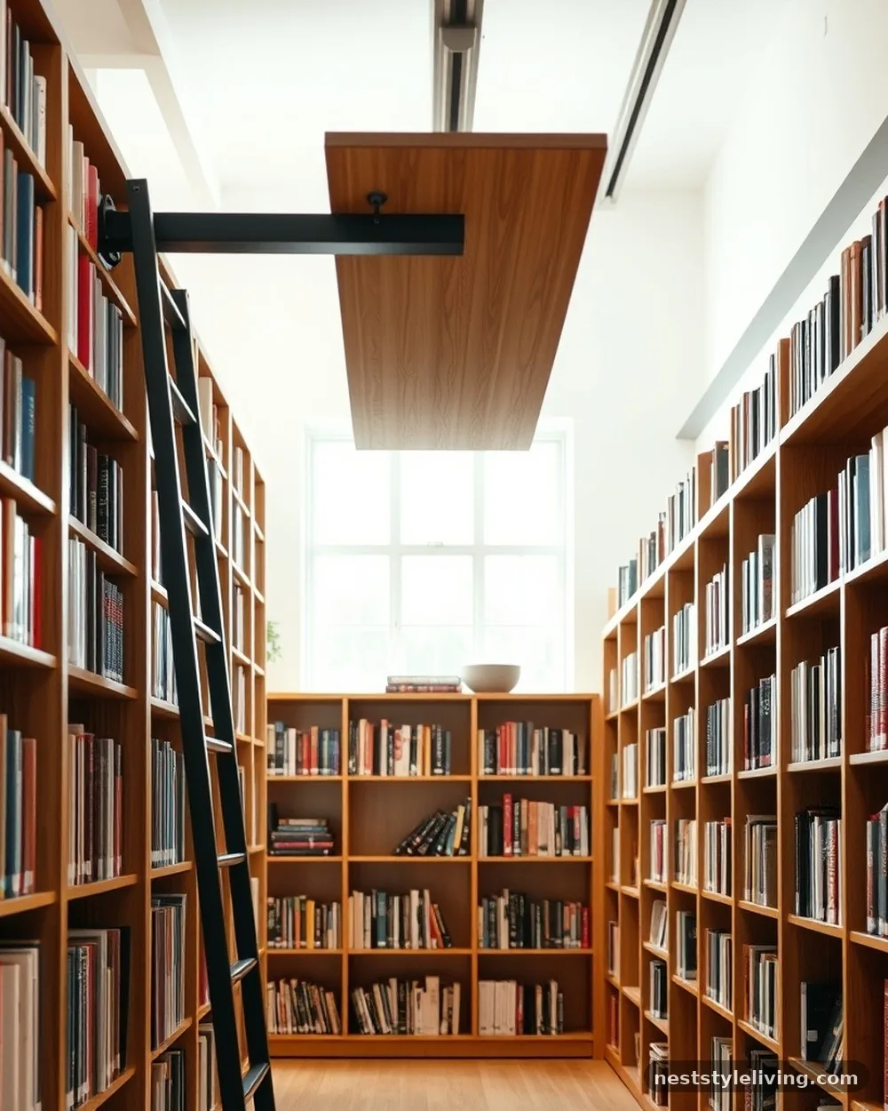 Rolling Library Ladders - 16 Industrial Farmhouse Ideas for a Bold Rustic Look