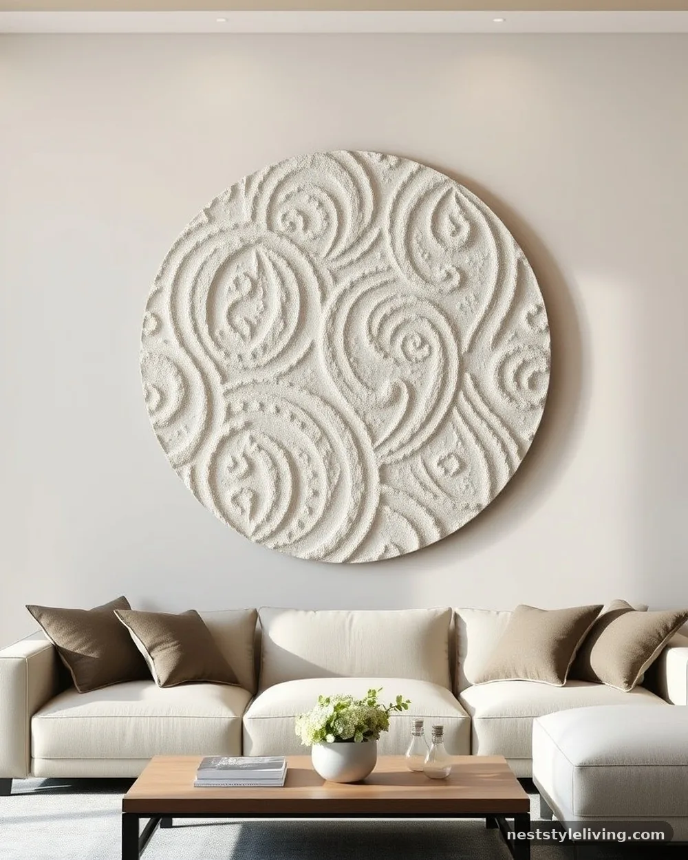 Textured Wall Art - 14 Japandi Living Room Ideas for a Calm, Modern Look
