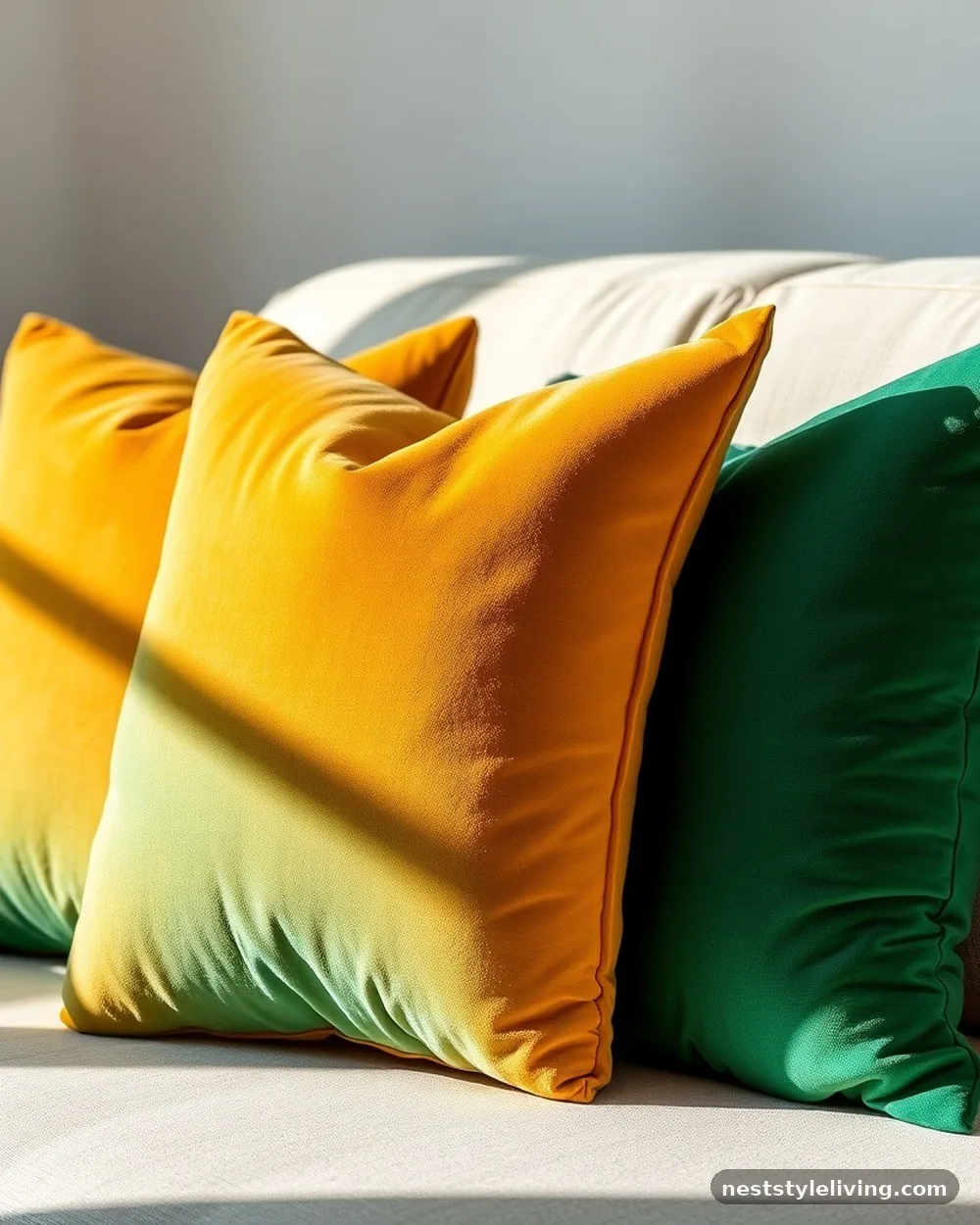 Velvet Accent Pillows - 18 Mid Century Modern Living Room Ideas to Love Today
